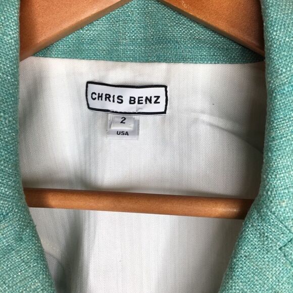 Chris Benz Sz 2 Silk Teal Blazer - Picture 5 of 7